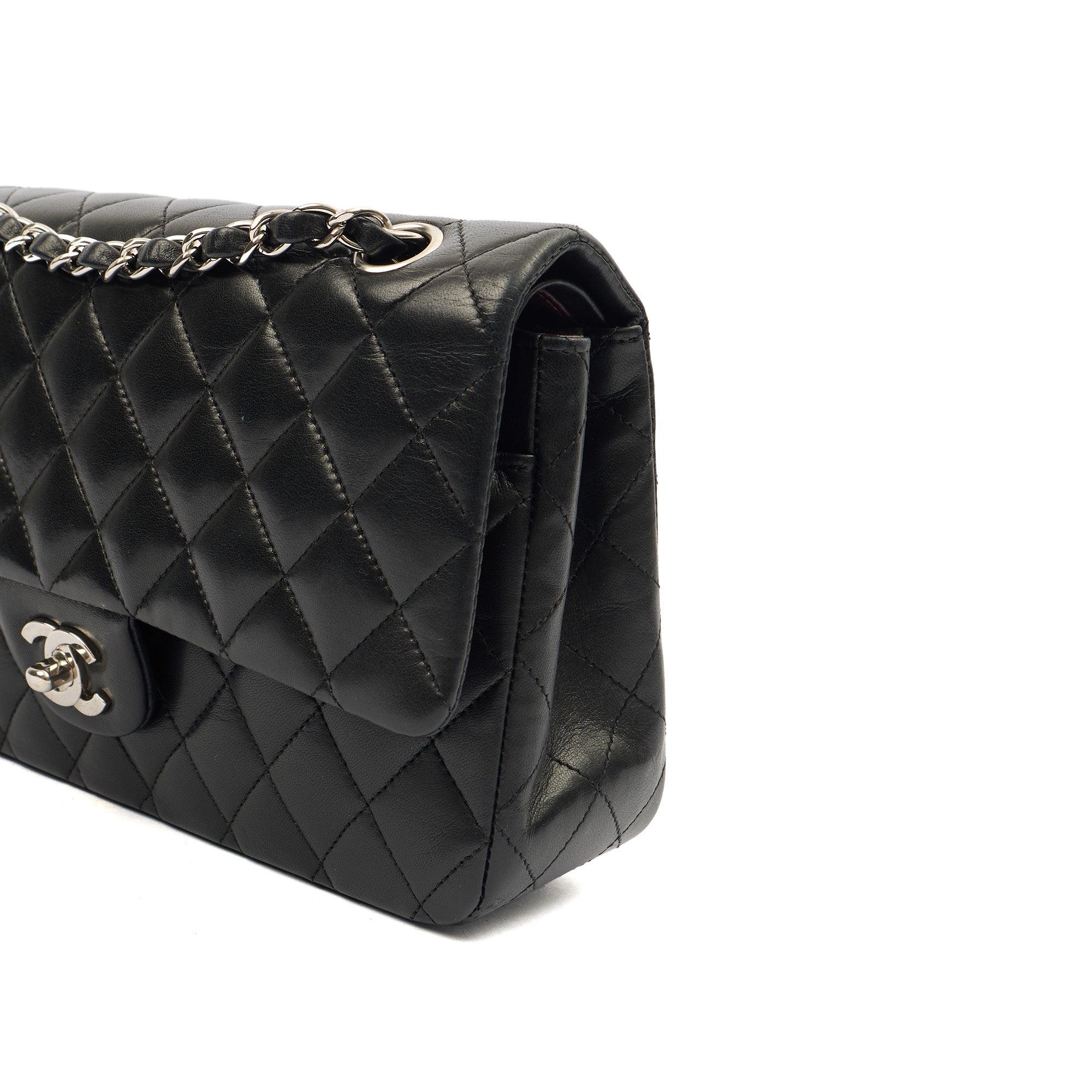 Chanel Shoulder Bag Classic Double Flap - Medium in Black, Lambskin Leather — Alternate View 7