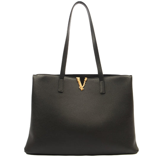 Versace Tote Virtus in Black, Leather — Front View