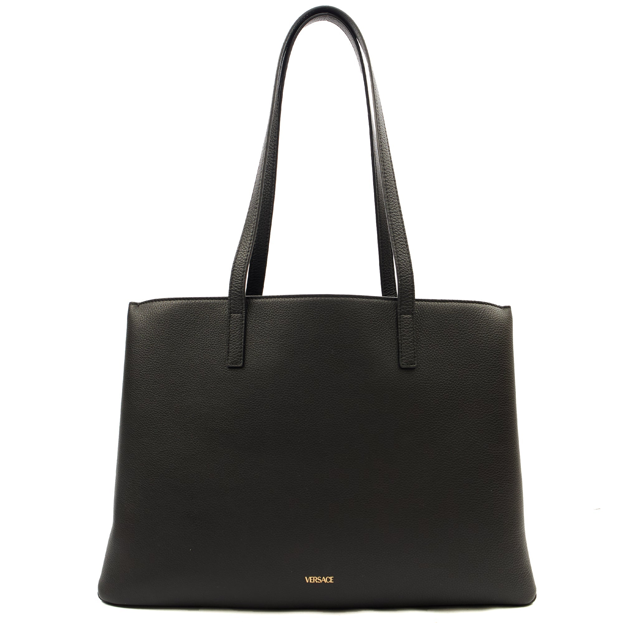 Versace Tote Virtus in Black, Leather — Back View