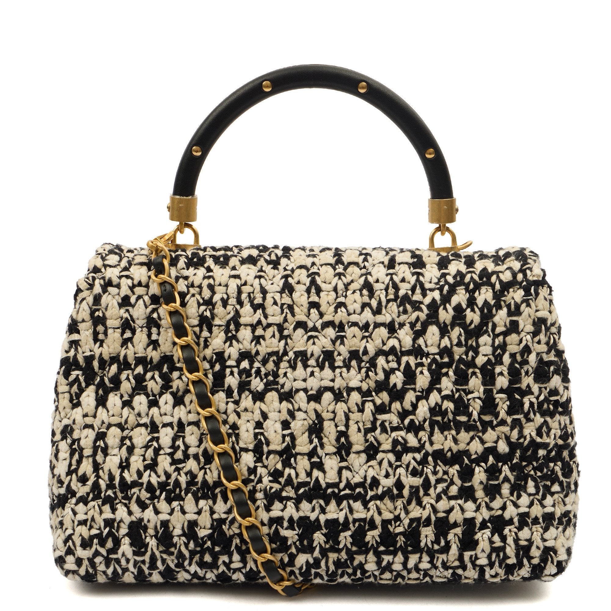 Chanel Top Handle Coco Top Handle in Black, Fabric — Back View