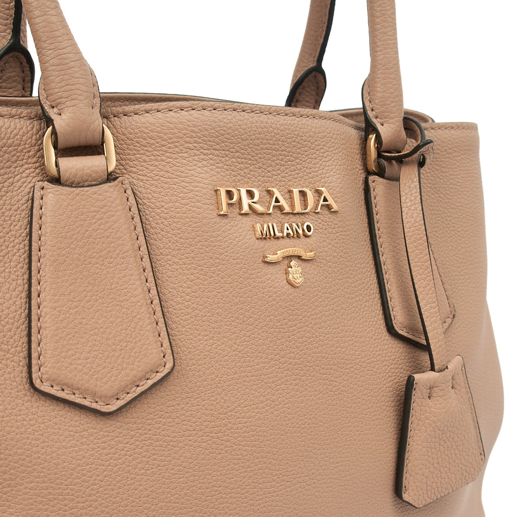 Prada Tote Double Tote - Medium in Powder Pink, Calfskin — Lifestyle View