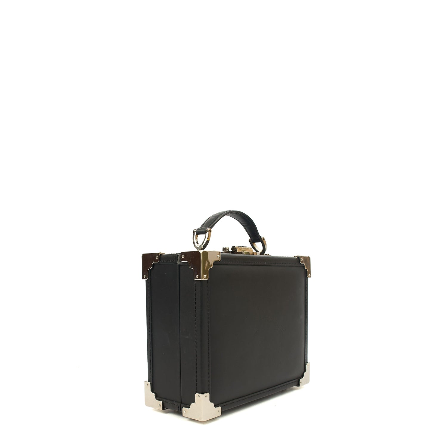 Aspinal of London Cross Body Trunk in Black, Leather — Side View