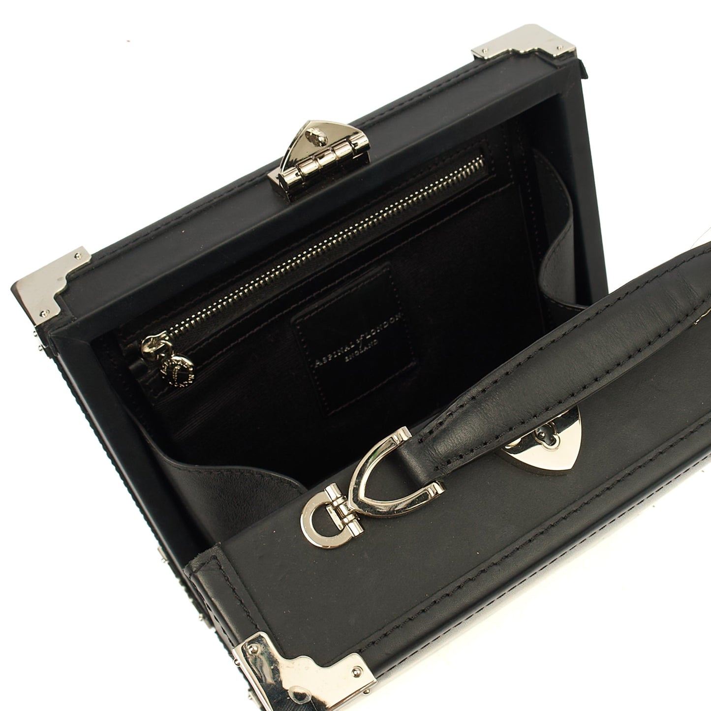 Aspinal of London Cross Body Trunk in Black, Leather — Alternate View 21
