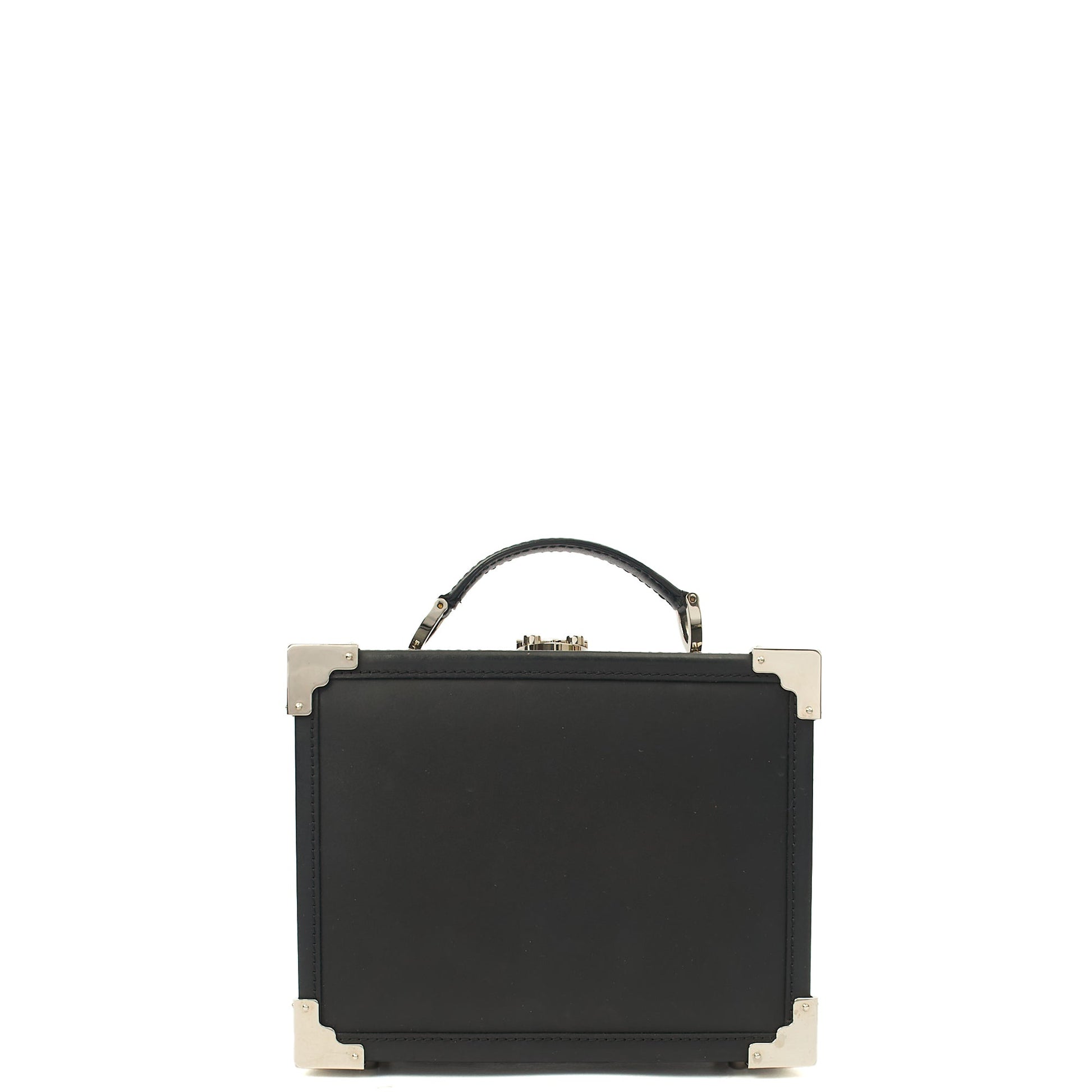 Aspinal of London Cross Body Trunk in Black, Leather — Back View