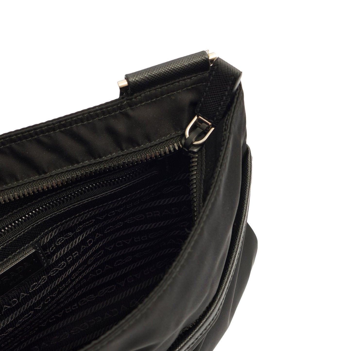 Prada Cross Body Nylon Messenger in Black, Nylon — Alternate View 17