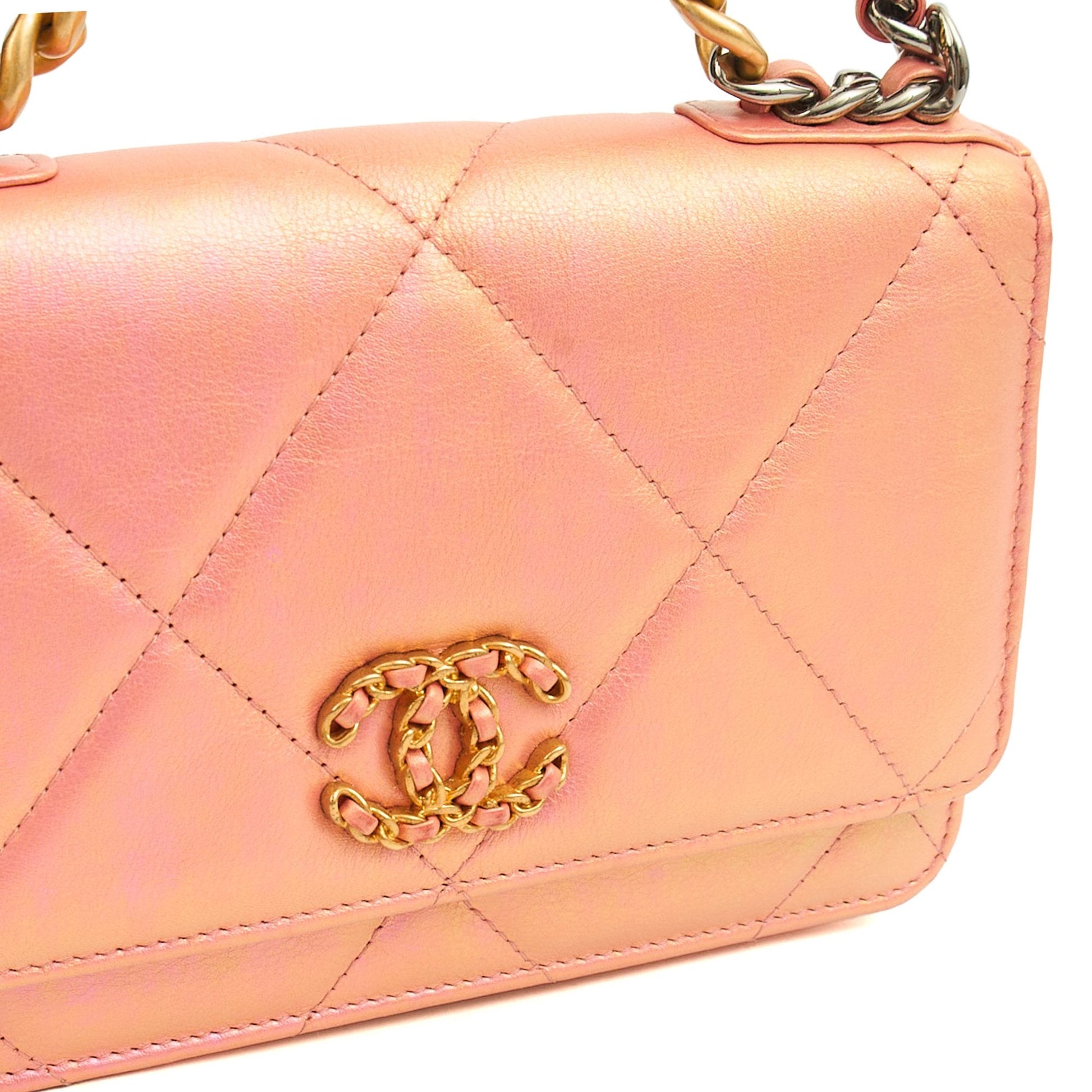 Chanel Cross Body Chanel 19 Wallet On Chain in Pink, Calfskin Leather — Lifestyle View