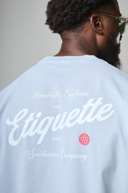 Etiquette The Rose Tee 'Faded Sky' — Faded Sky — Size S — Top View