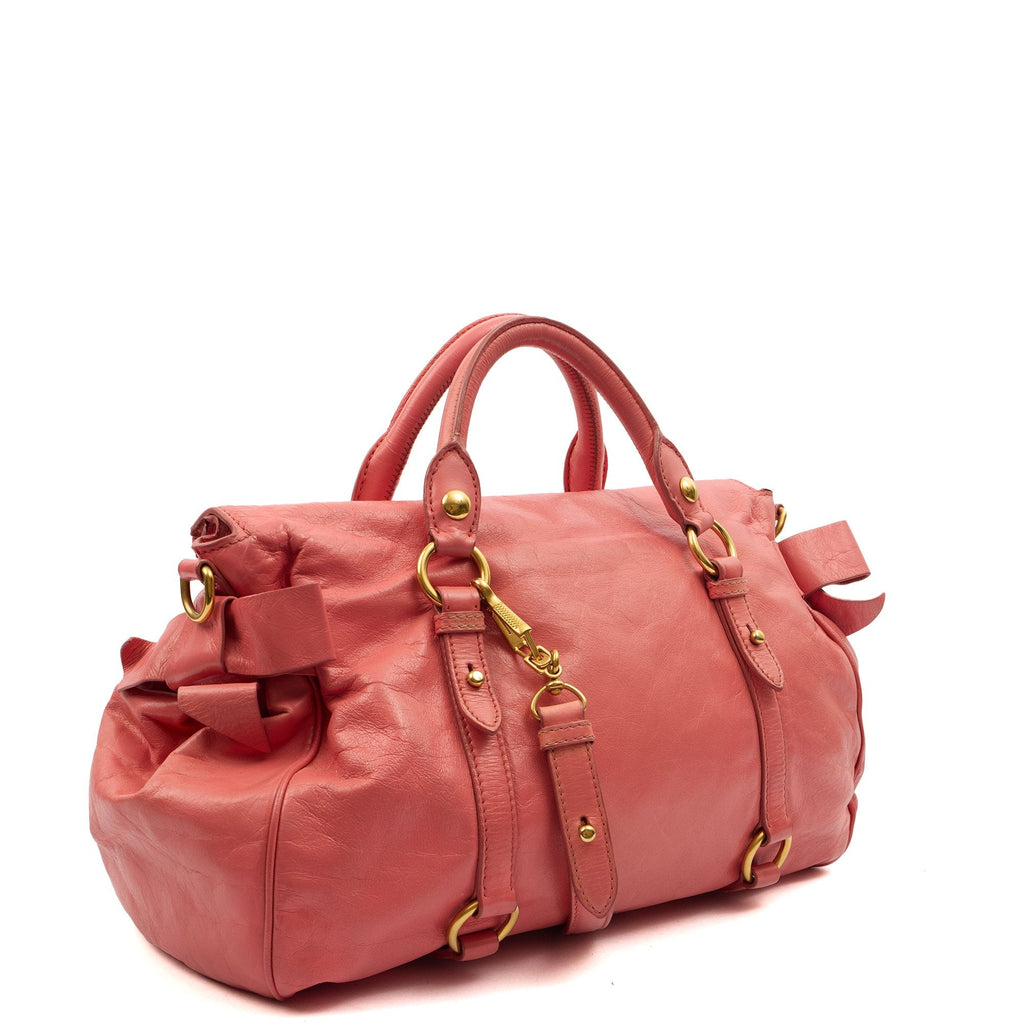 Miu Miu Shoulder Bag Vitello Lux Satchel in Pink, Leather — Alternate View 8