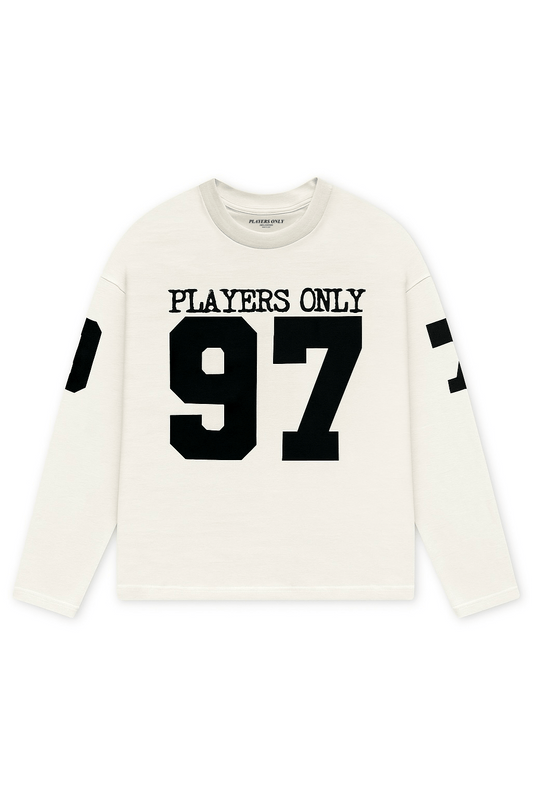 PLAYERS ONLY ECRU JERSEY LONG SLEEVE — Small — Front View