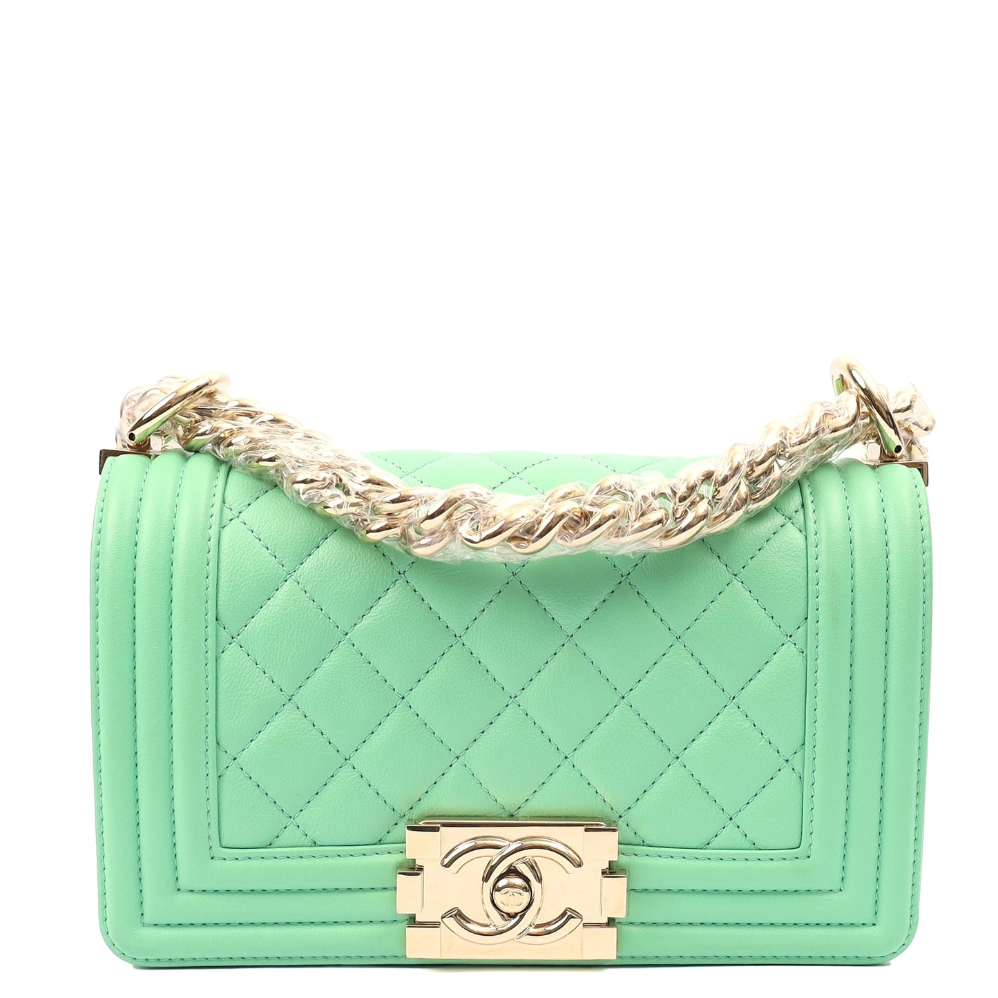 Chanel Shoulder Bag Boy - Small in Green, Calfskin Leather — Alternate View 21
