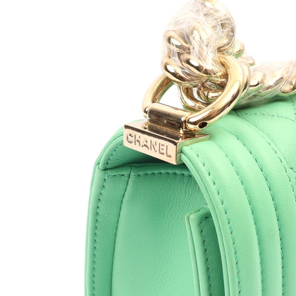 Chanel Shoulder Bag Boy - Small in Green, Calfskin Leather — Alternate View 9