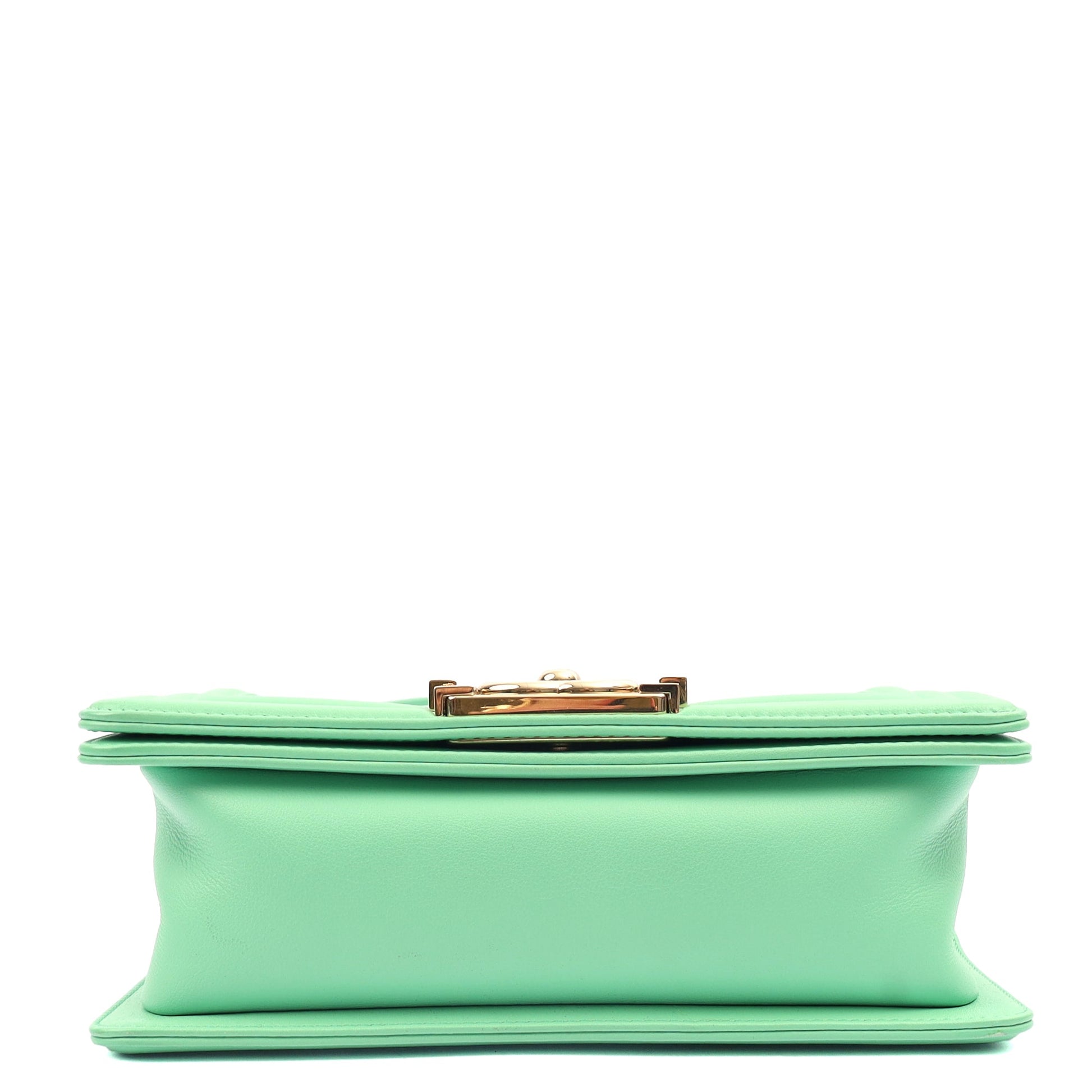 Chanel Shoulder Bag Boy - Small in Green, Calfskin Leather — Alternate View 14
