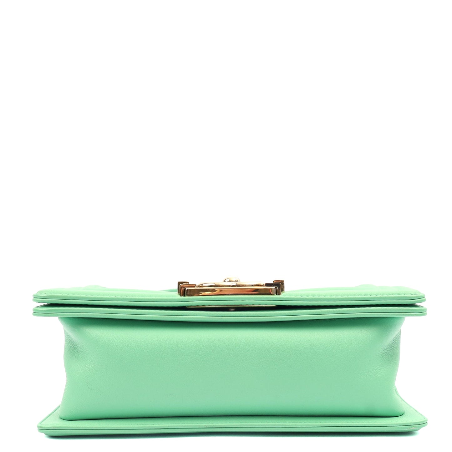 Chanel Shoulder Bag Boy - Small in Green, Calfskin Leather — Alternate View 24