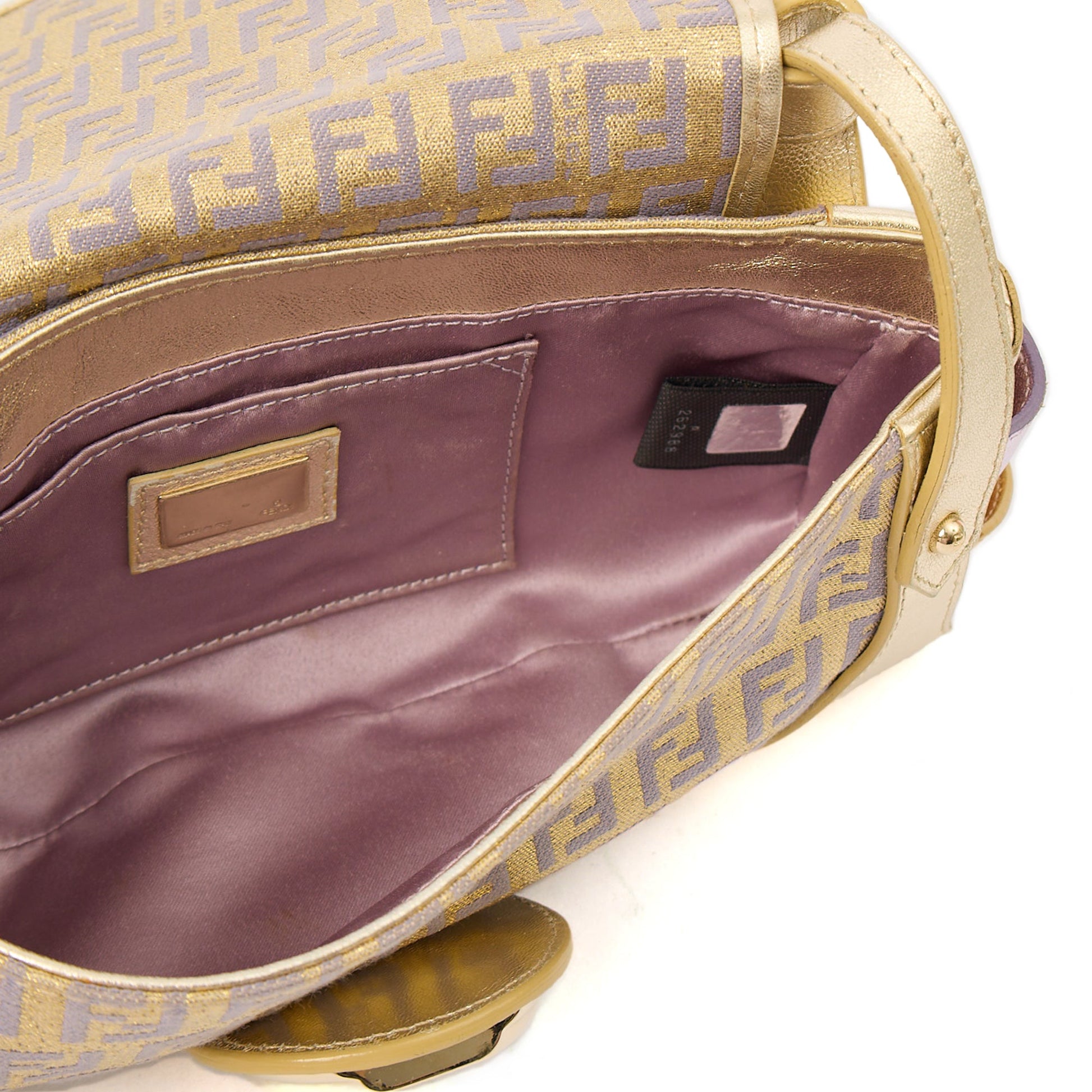 Fendi Shoulder Bag Zucchino Compilation Bag in Metallic, Fabric — Alternate View 7