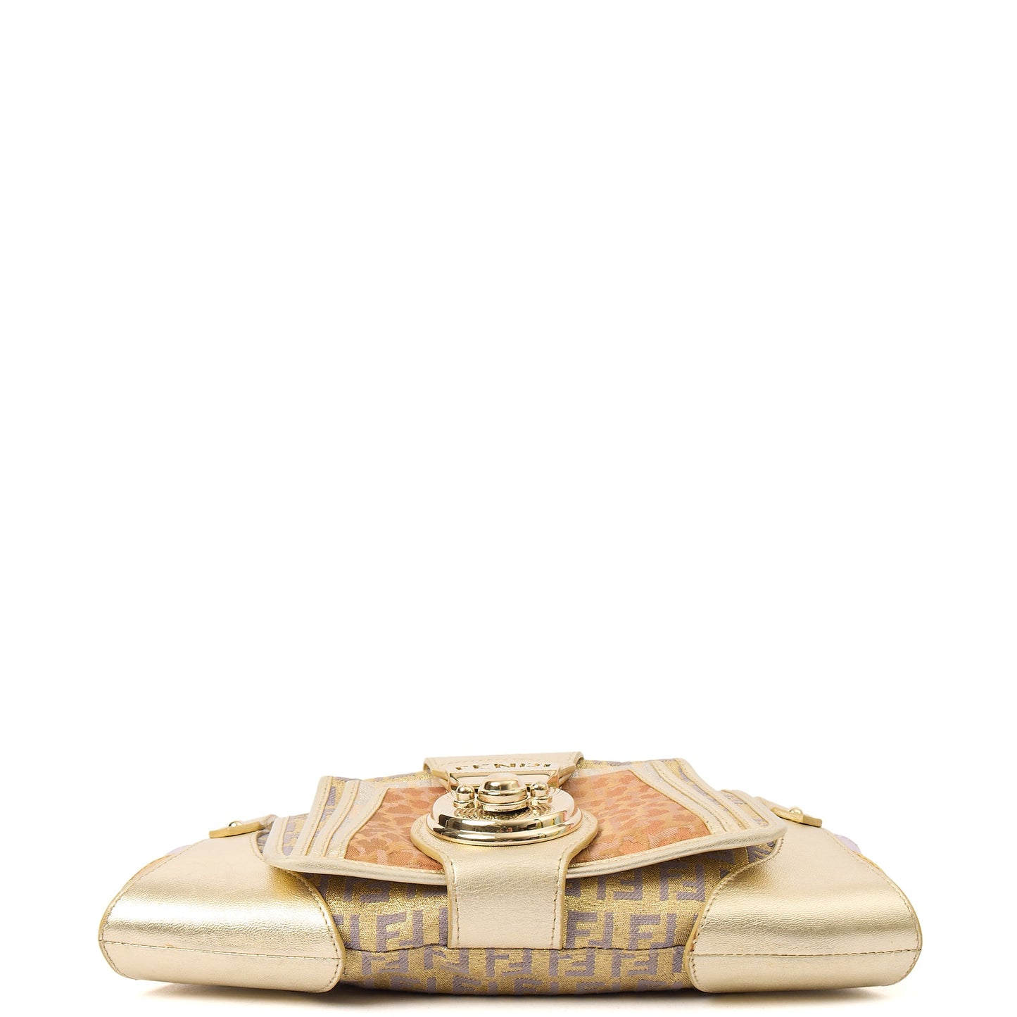 Fendi Shoulder Bag Zucchino Compilation Bag in Metallic, Fabric — Detail View