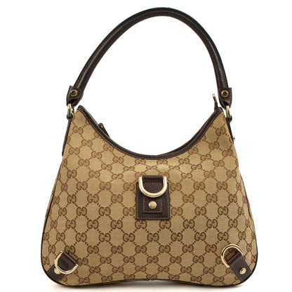 Gucci Shoulder Bag Abbey D-Ring Shoulder Bag in Brown, Fabric — Front View