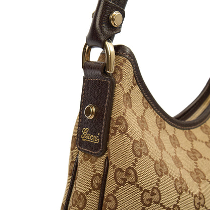 Gucci Shoulder Bag Abbey D-Ring Shoulder Bag in Brown, Fabric — Back View