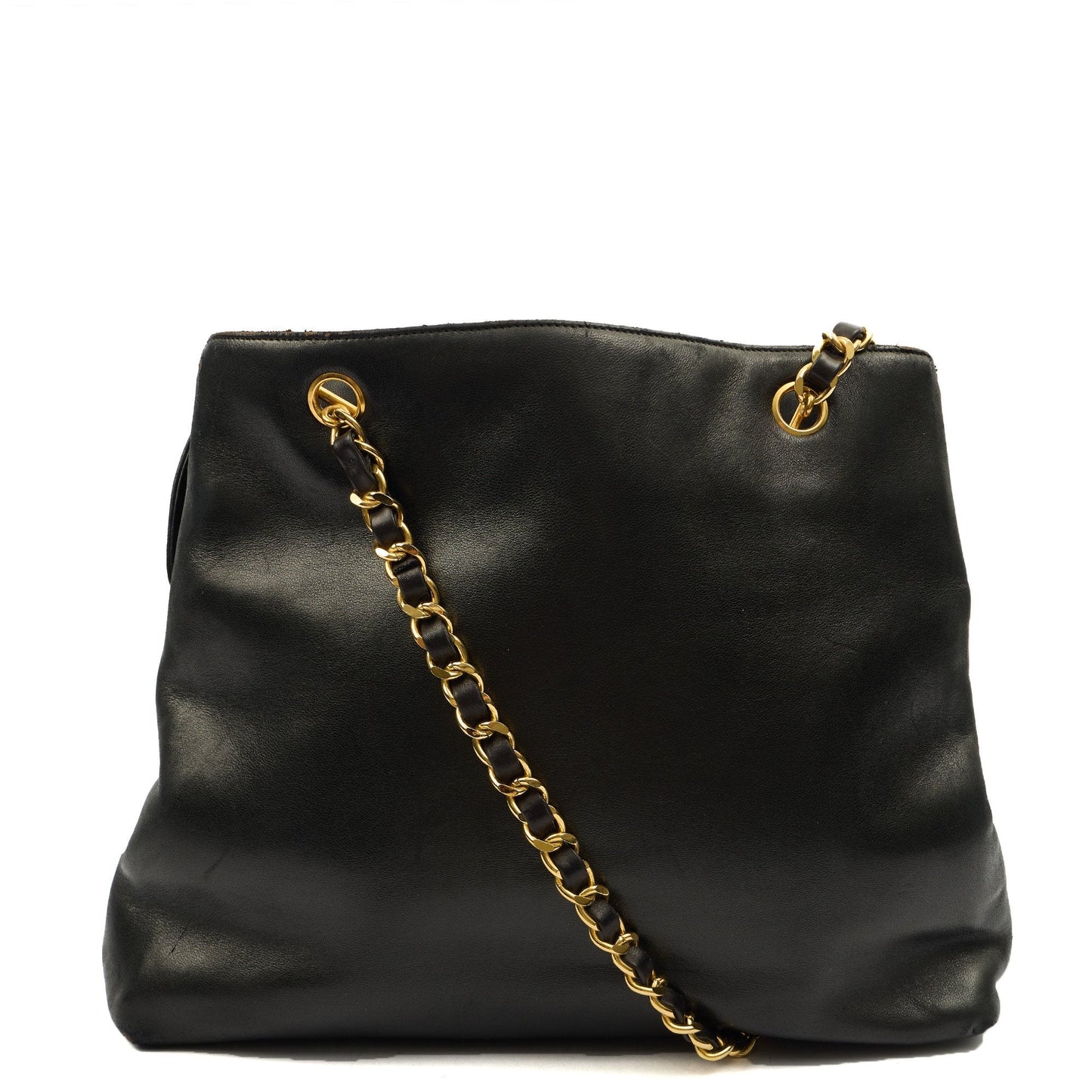 Chanel Tote Vintage Tote in Black, Lambskin Leather — Back View