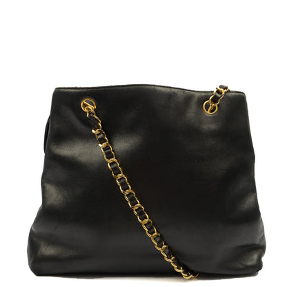 Chanel Tote Vintage Tote in Black, Lambskin Leather — Back View