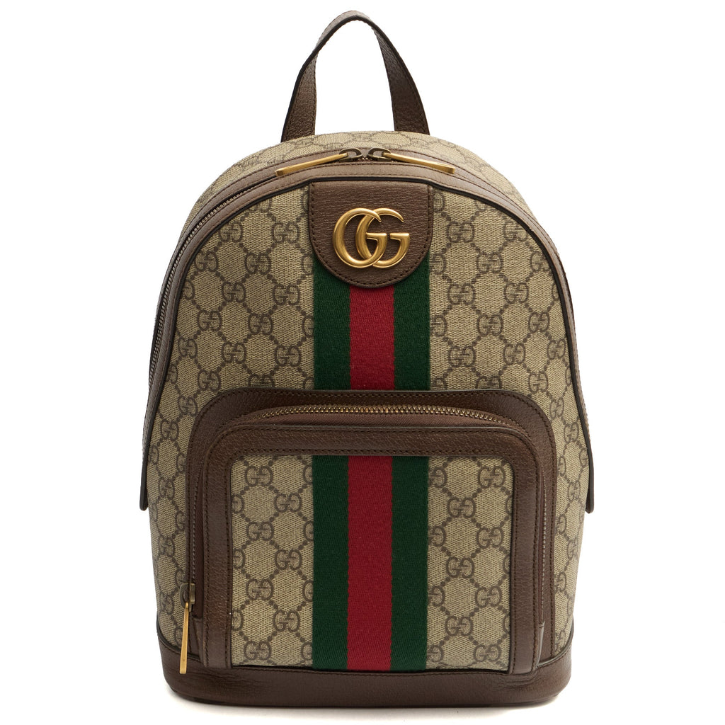 Gucci Backpack Ophidia Backpack - Small in Brown, Leather — Front View
