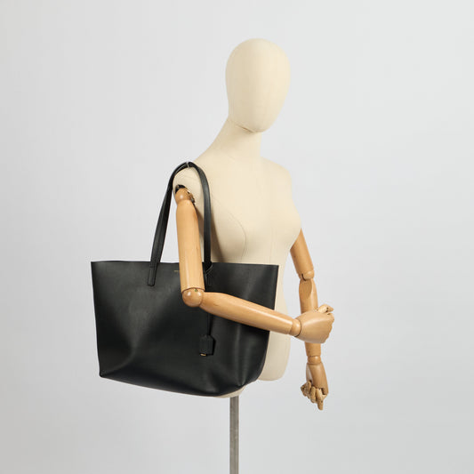 Saint Laurent Tote Shopping East West in Black, Leather — Side View