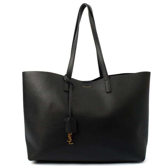 Saint Laurent Tote Shopping East West in Black, Leather — Front View