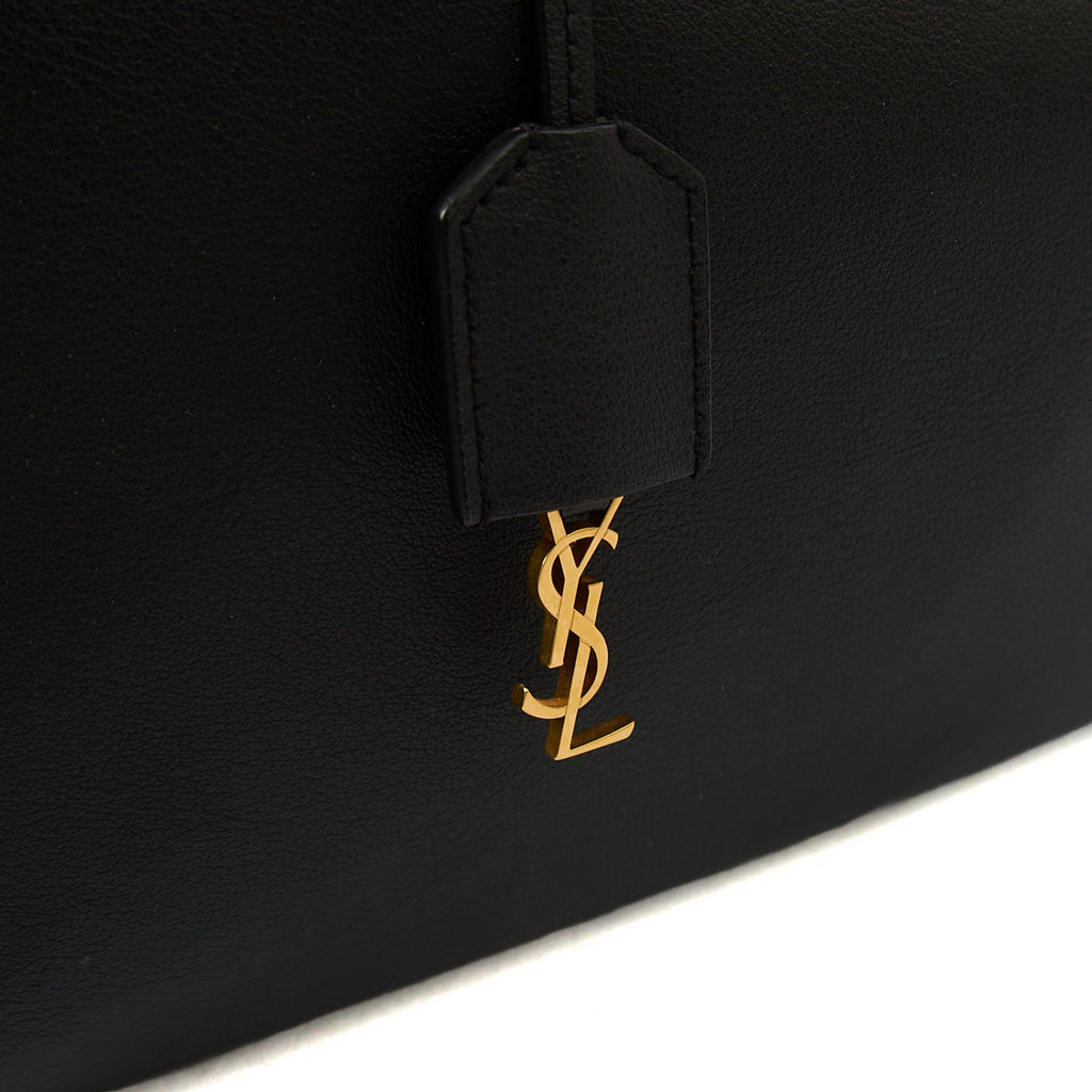 Saint Laurent Tote Shopping East West in Black, Leather — Lifestyle View