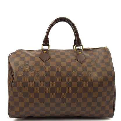 Louis Vuitton Tote Speedy 35 in Damier Ebene, Canvas — Front View