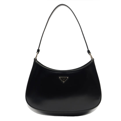 Prada Shoulder Bag Cleo Shoulder Bag in Black, Patent Leather — Front View