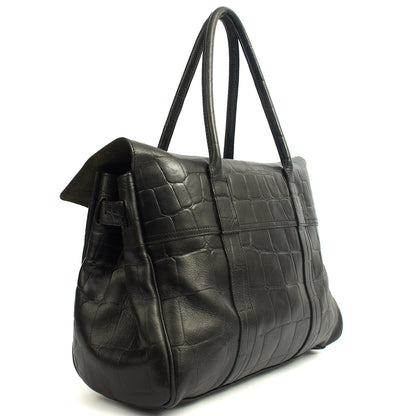 Mulberry Tote Bayswater Heritage in Black, Exotic Effect Leather — Side View