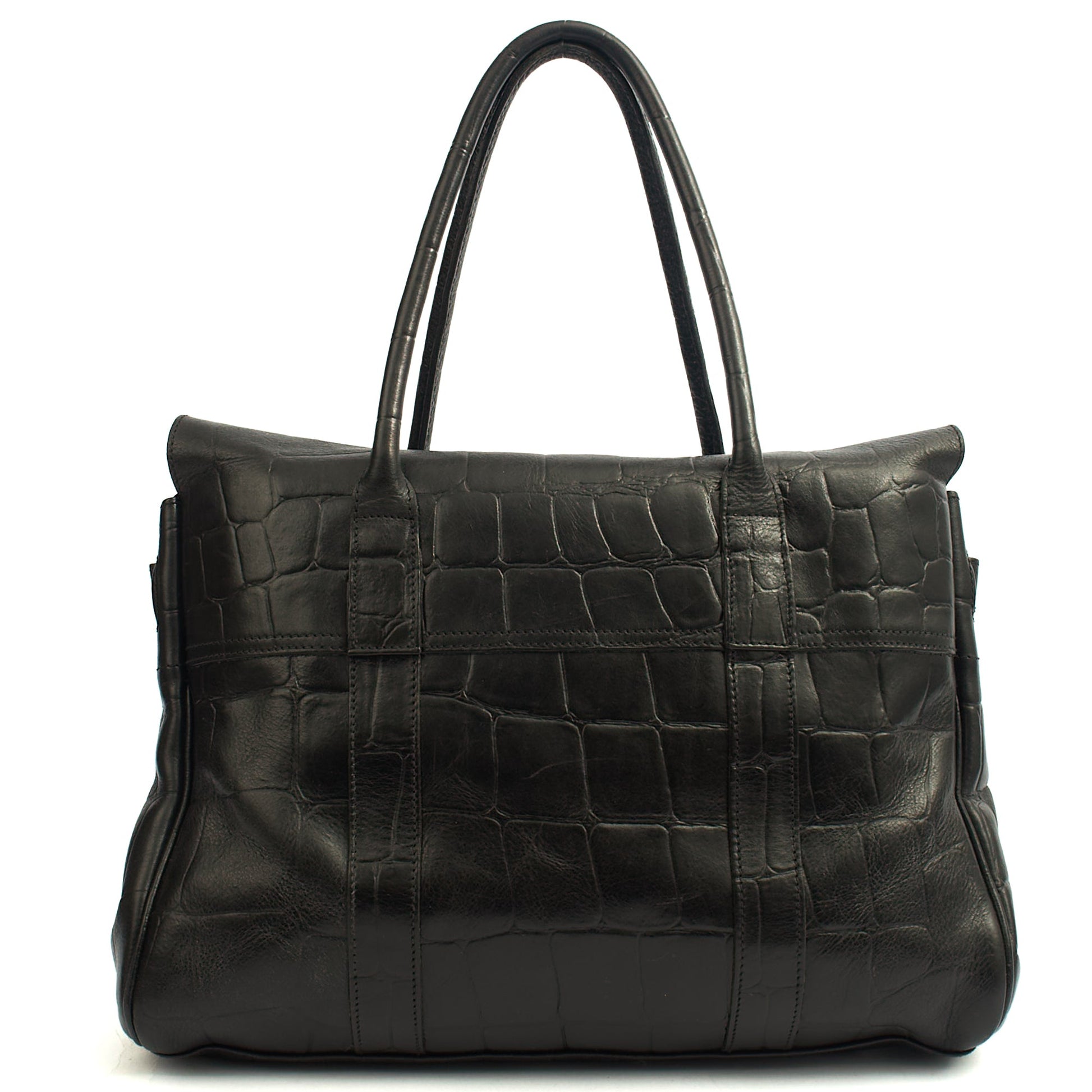 Mulberry Tote Bayswater Heritage in Black, Exotic Effect Leather — Back View