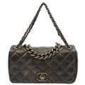 Chanel Shoulder Bag Chain Flap Bag in Metallic, Crinkled Calfskin Leather — Front View