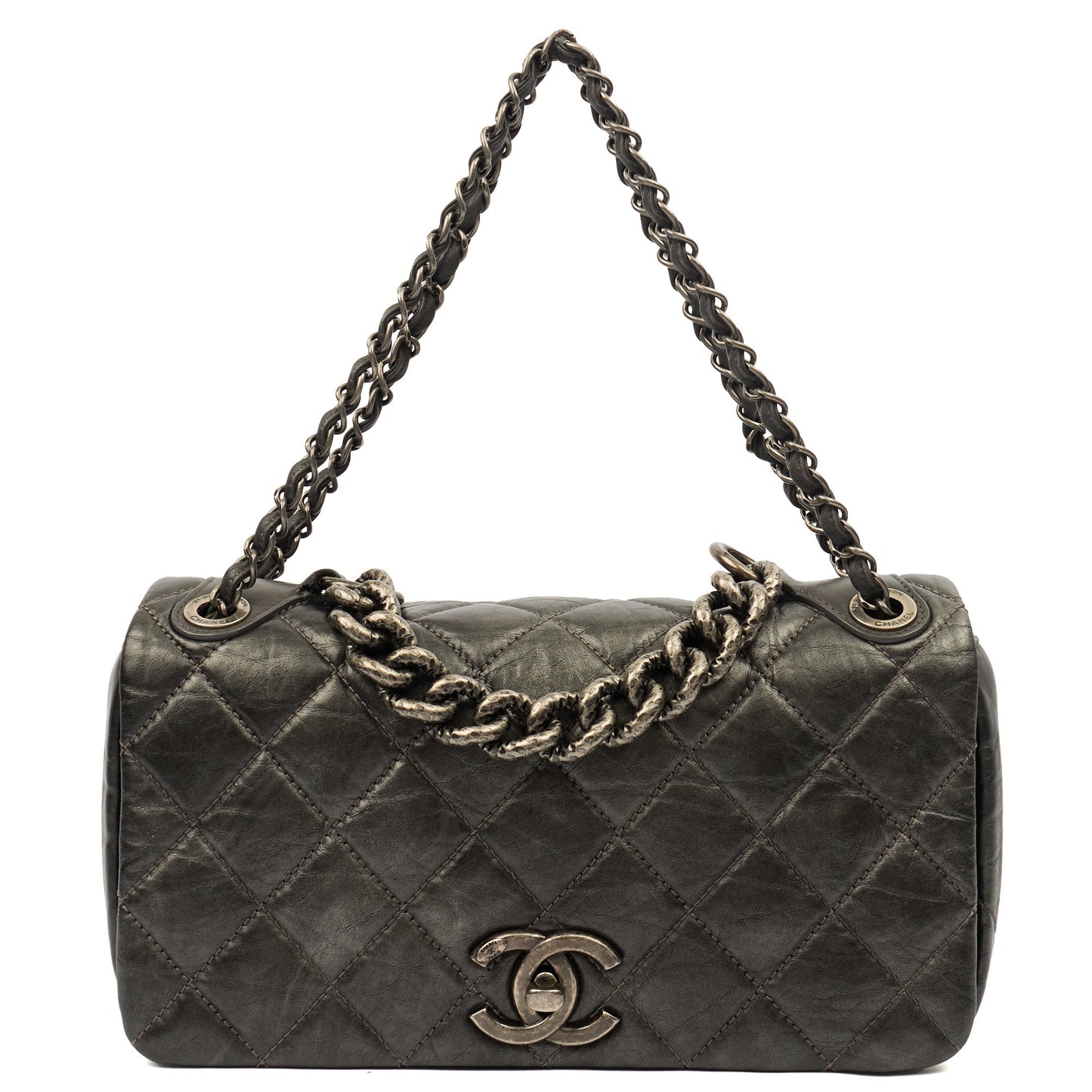 Chanel Shoulder Bag Chain Flap Bag in Metallic, Crinkled Calfskin Leather — Alternate View 11