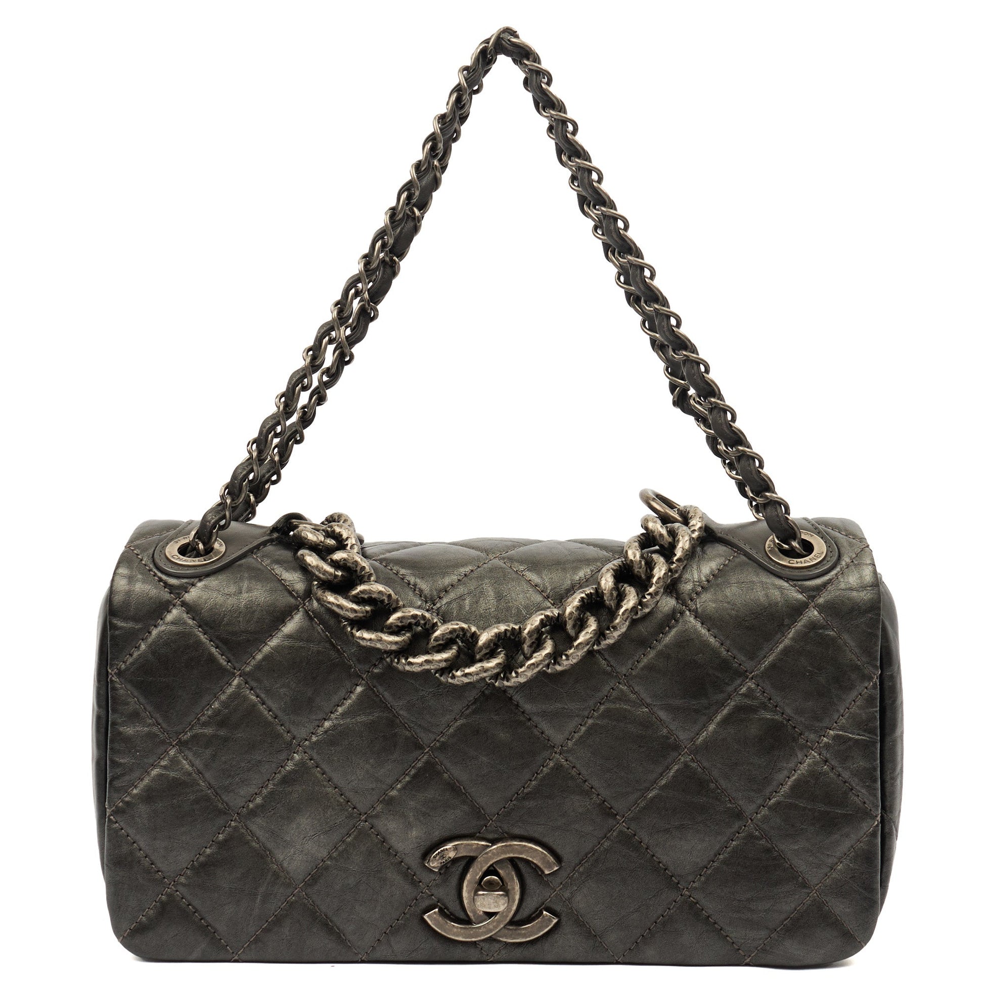 Chanel Shoulder Bag Chain Flap Bag in Metallic, Crinkled Calfskin Leather — Alternate View 21