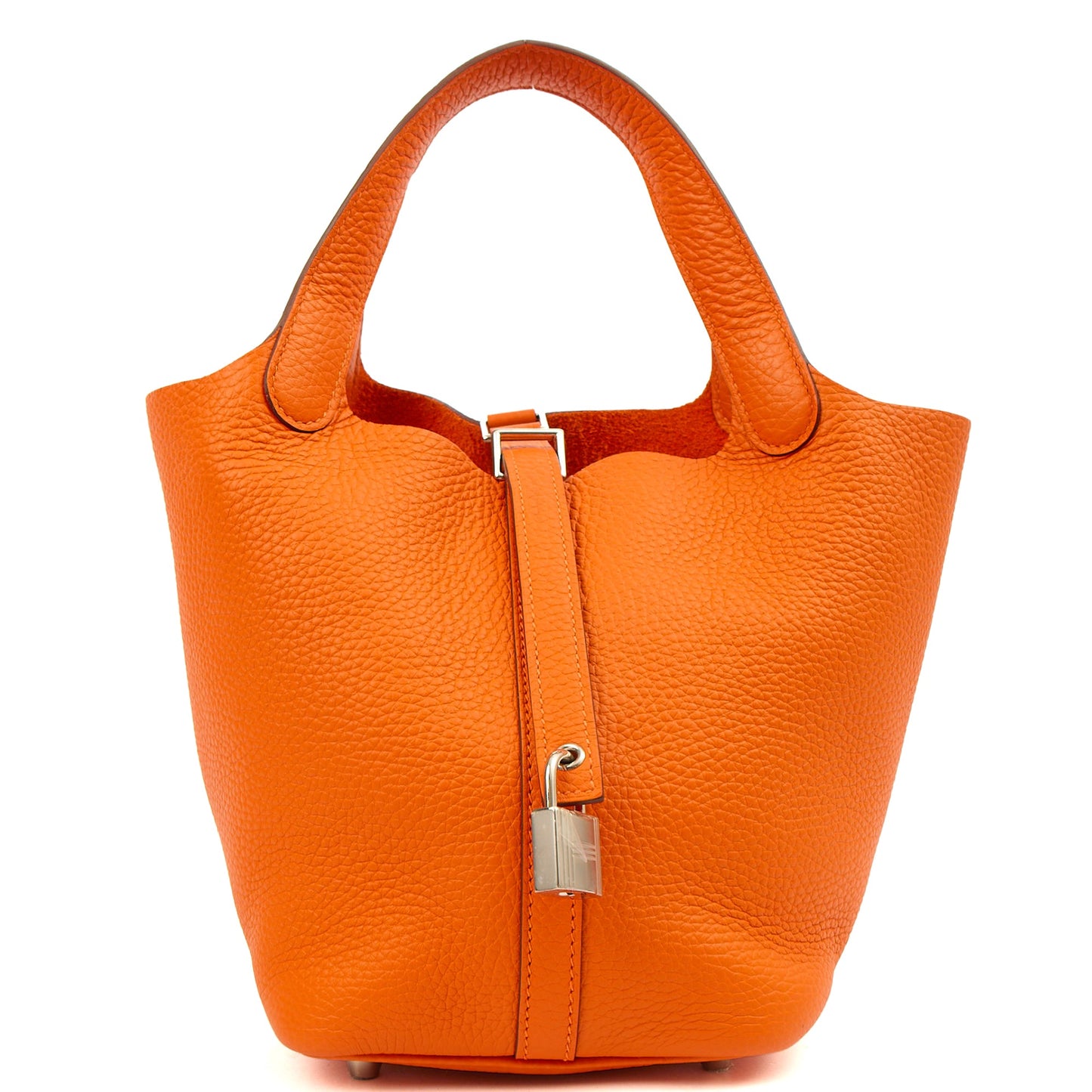 Hermes Top Handle Picotin Lock 18 in Orange, Leather — Front View