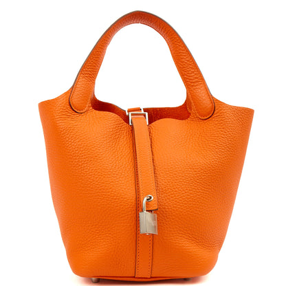 Hermes Top Handle Picotin Lock 18 in Orange, Leather — Alternate View 10