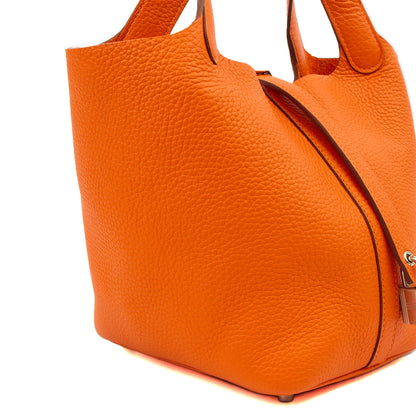 Hermes Top Handle Picotin Lock 18 in Orange, Leather — Alternate View 15