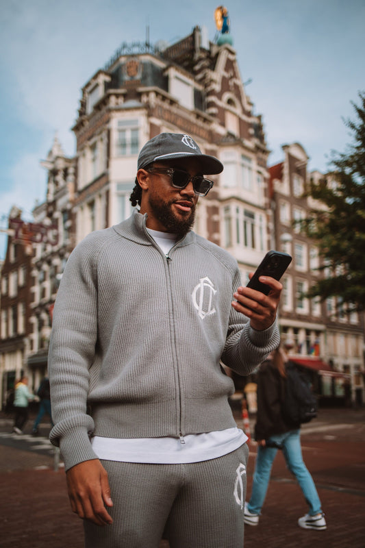Cardair CD Emblem Knit Track Top - Grey — S — Side View
