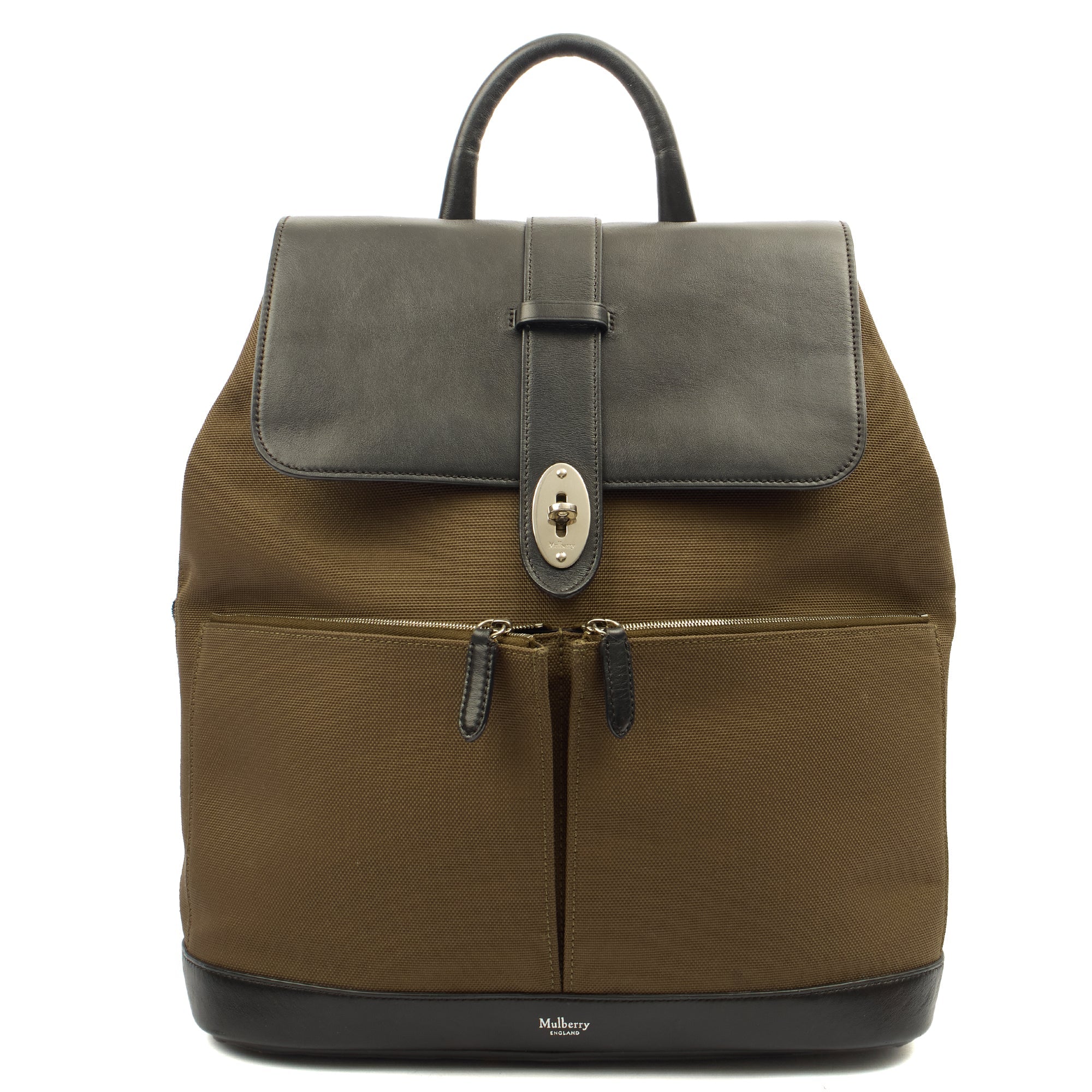 Mulberry Backpack Heritage Backpack in Green, Fabric — Front View