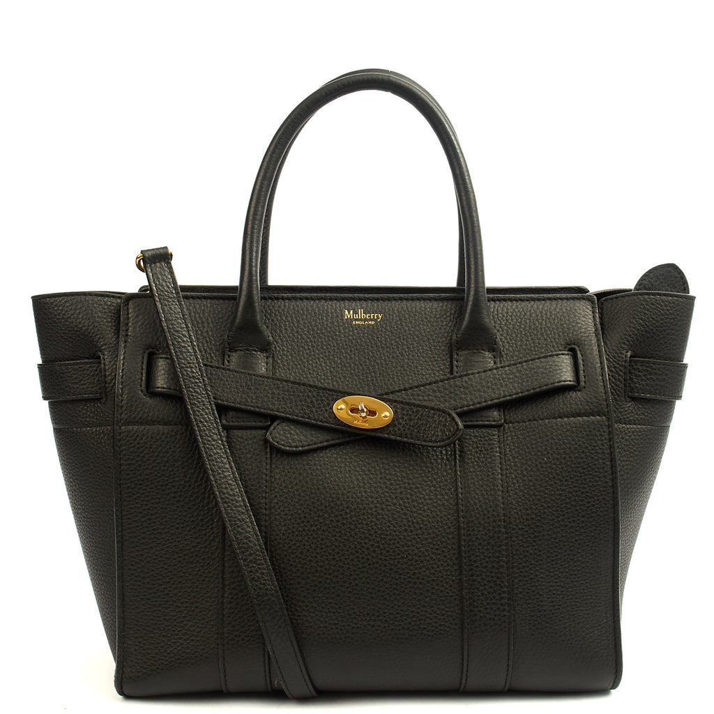 Mulberry Tote Zipped Bayswater - Small in Black, Calfskin Leather — Front View