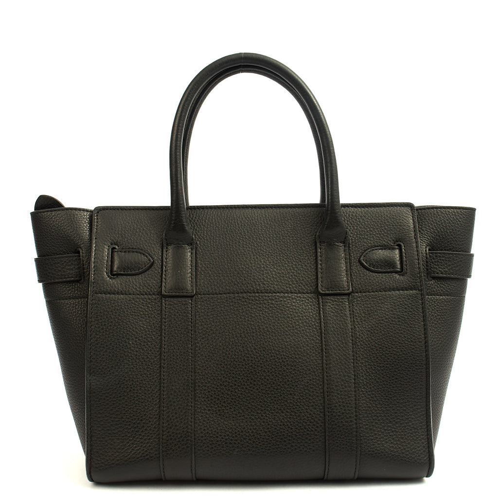 Mulberry Tote Zipped Bayswater - Small in Black, Calfskin Leather — Top View