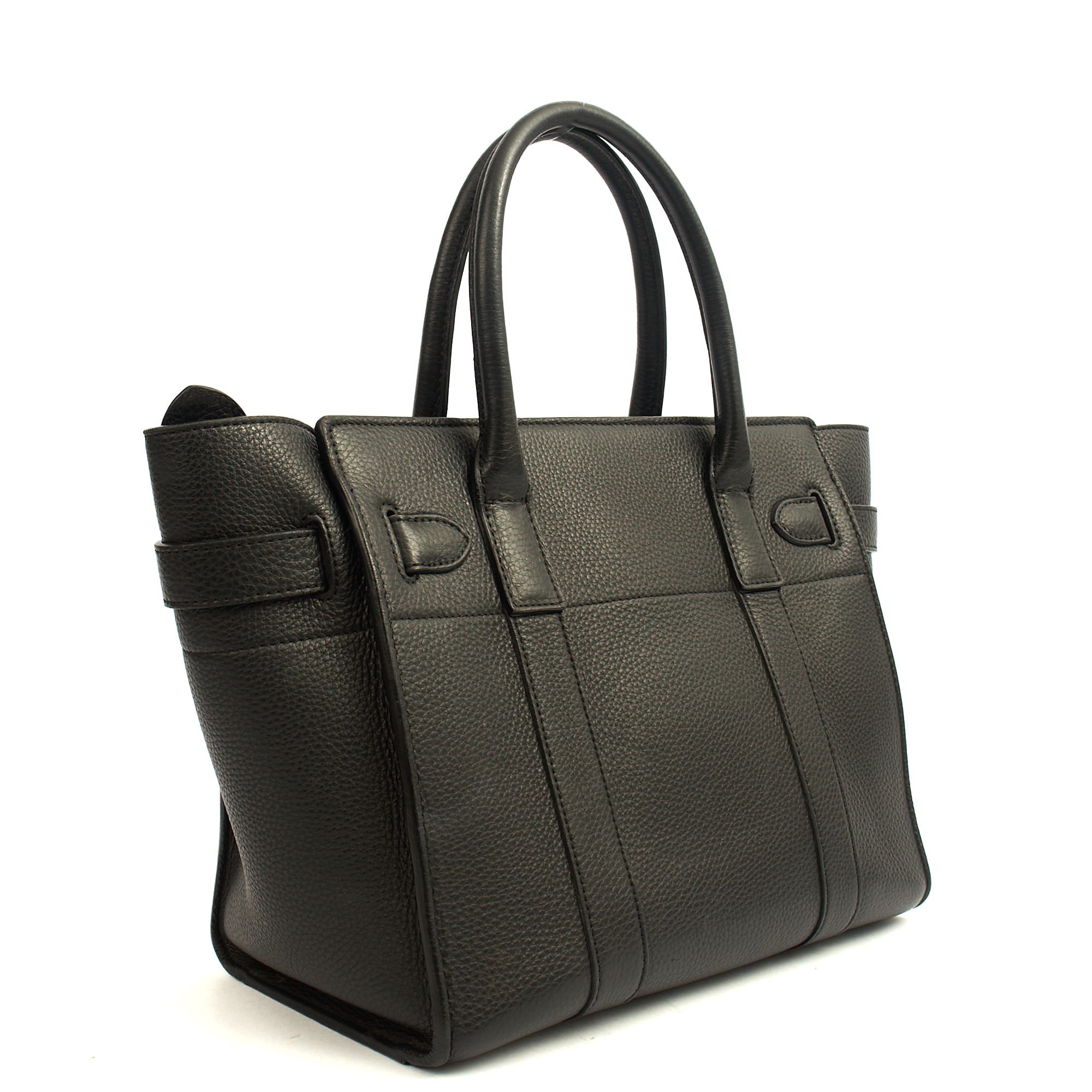 Mulberry Tote Zipped Bayswater - Small in Black, Calfskin Leather — Back View