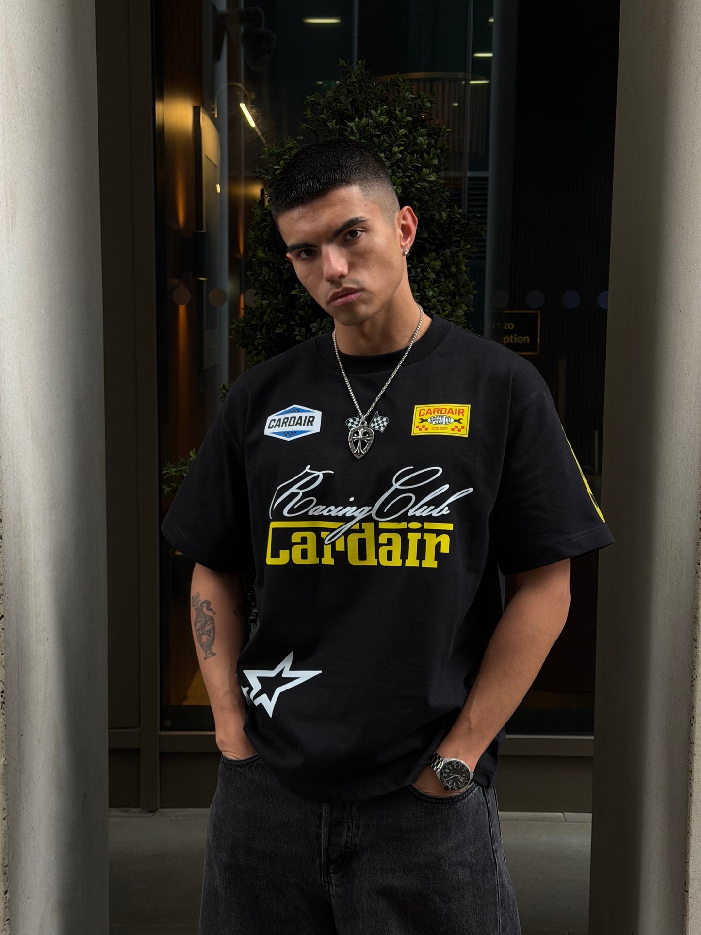 Cardair Racing Club T Shirt - Black — XS — Side View