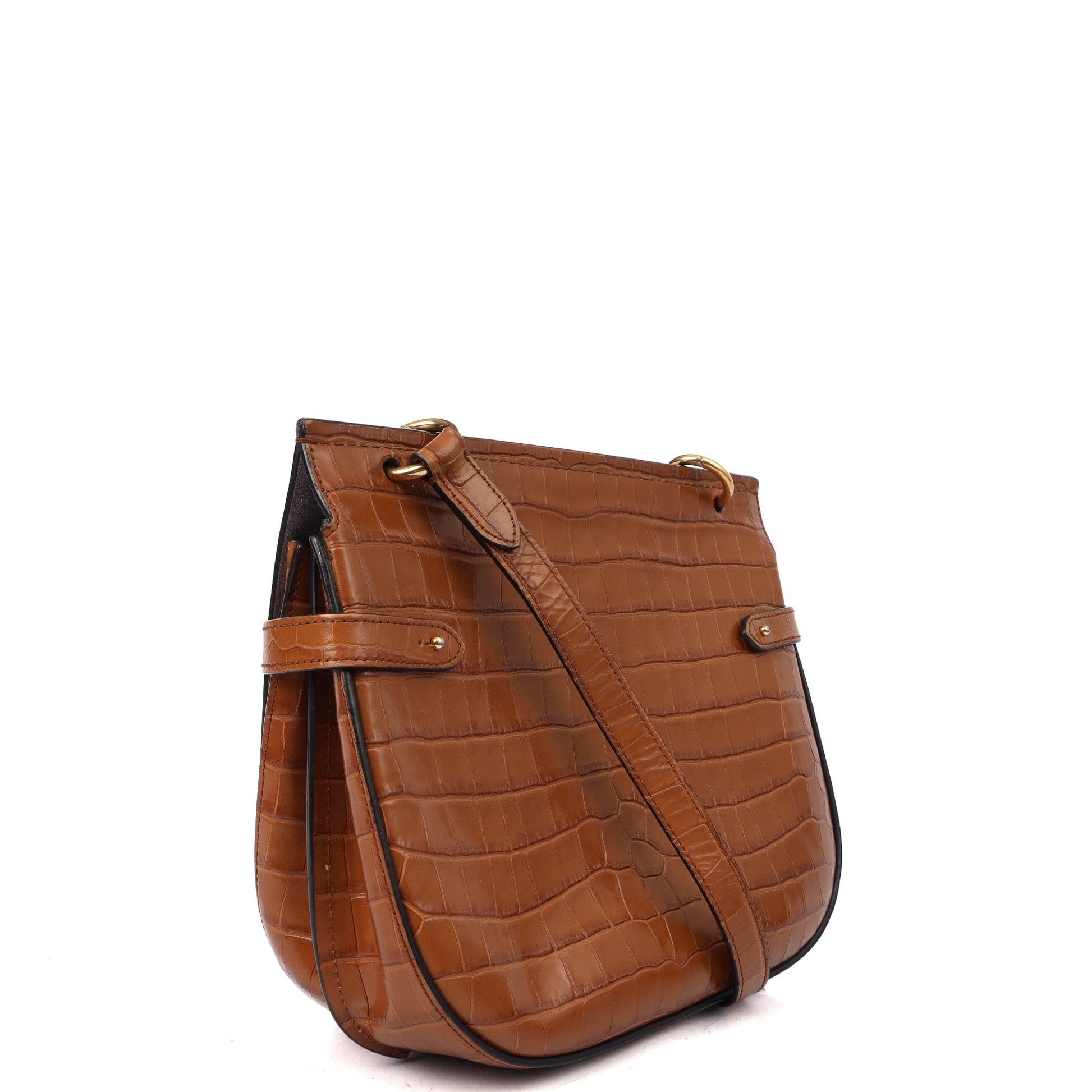 Mulberry Satchel Amberley in Oak, Exotic Effect Leather — Side View