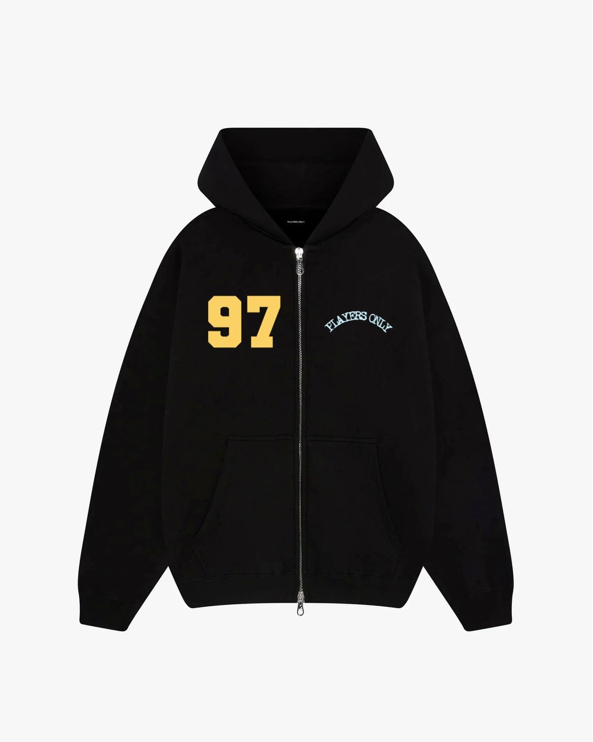 PLAYERS ONLY BLACK JERSEY ZIP HOODIE — Small — Front View