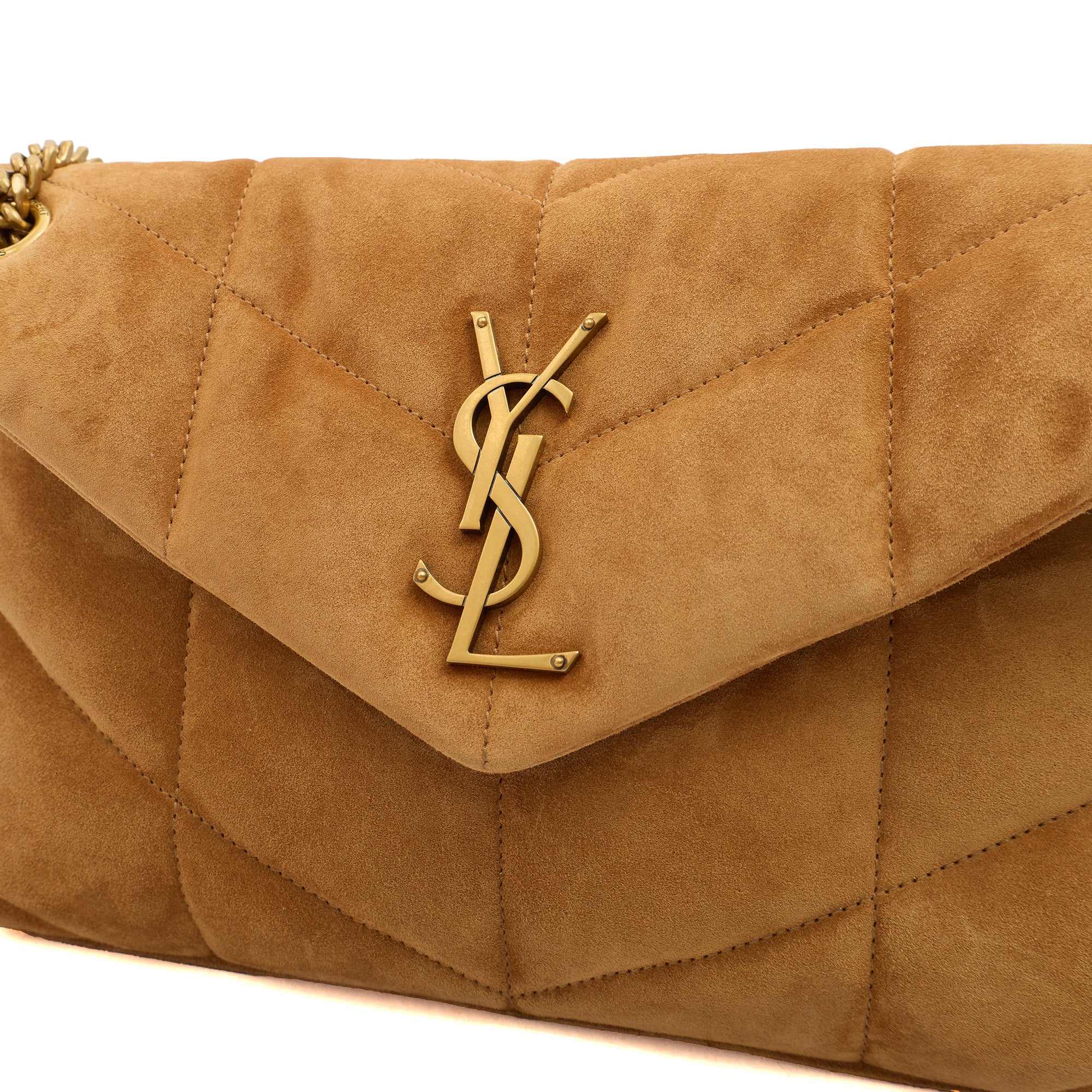 Saint Laurent Cross Body Puffer - Small in Brown, Suede — Alternate View 7