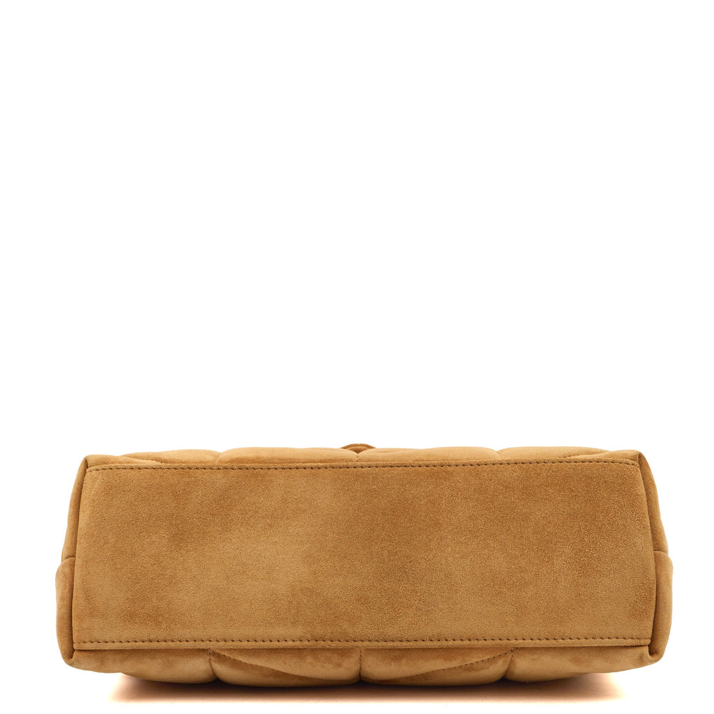 Saint Laurent Cross Body Puffer - Small in Brown, Suede — Detail View