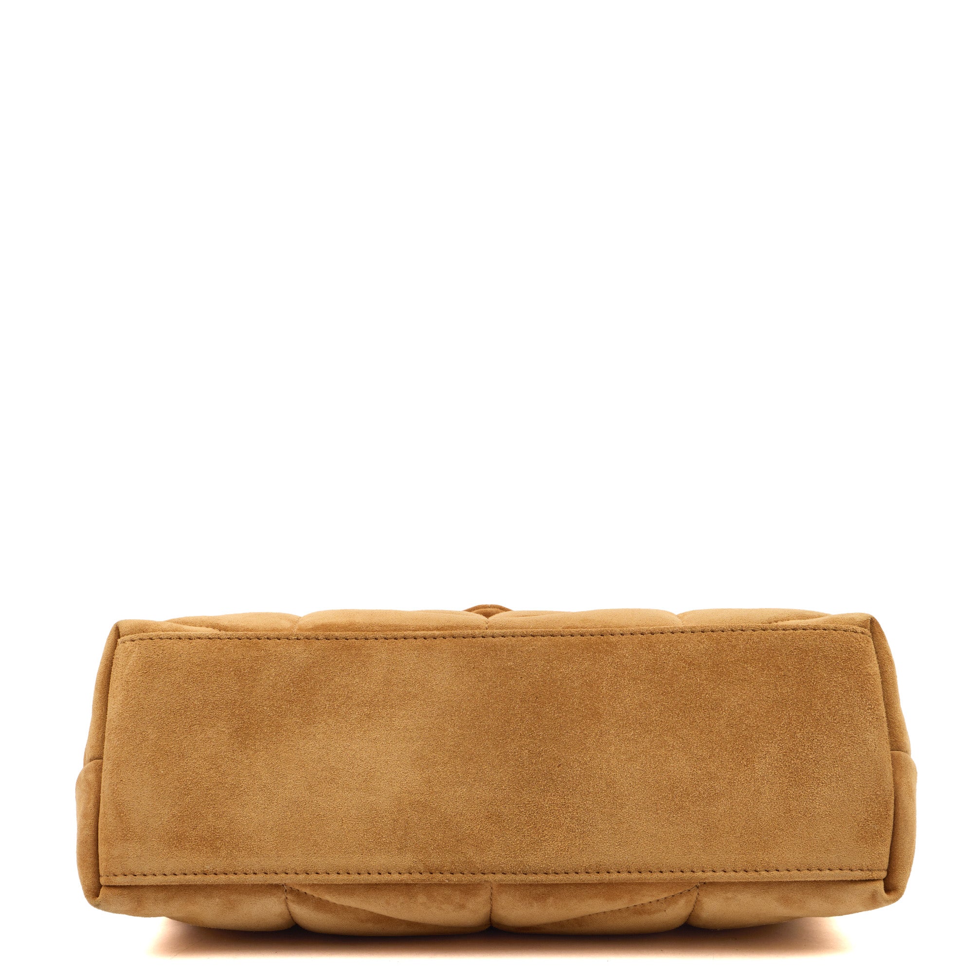 Saint Laurent Cross Body Puffer - Small in Brown, Suede — Detail View
