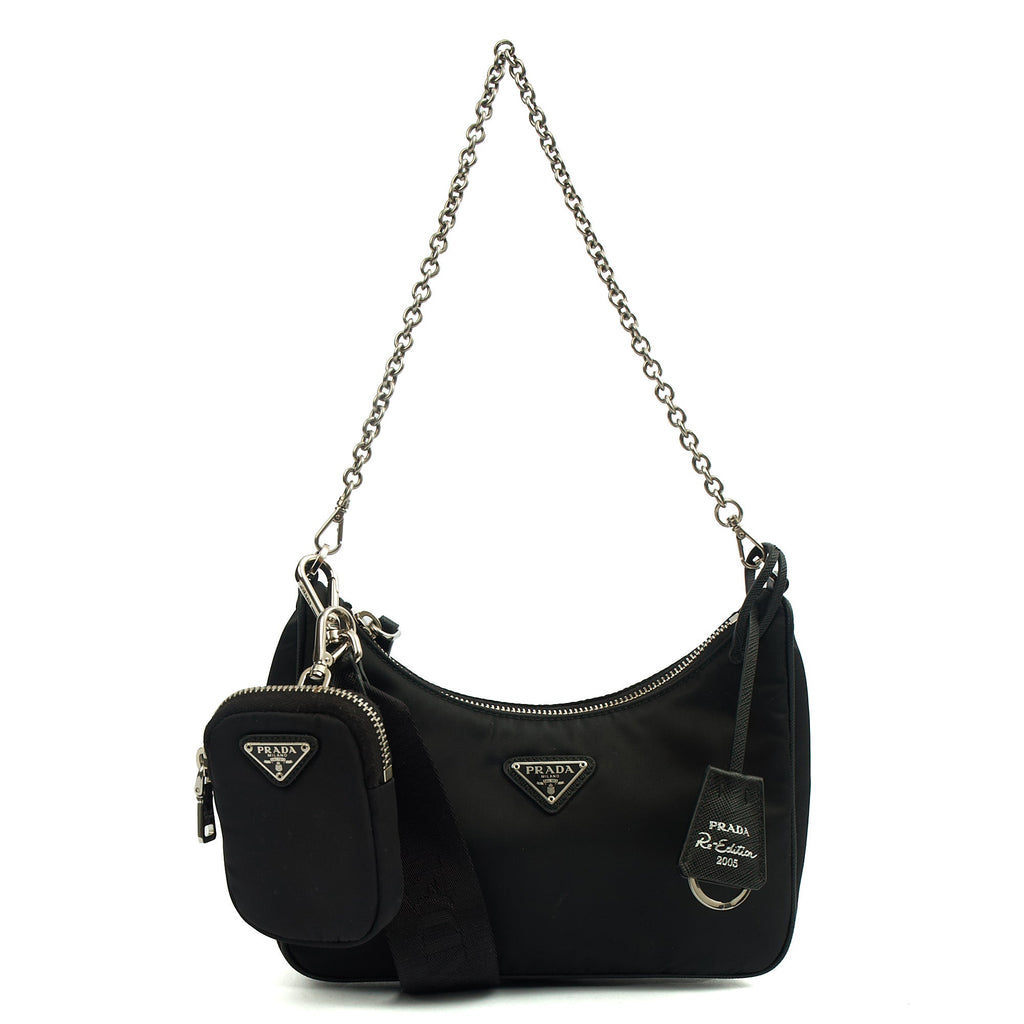 Prada Cross Body Re-Edition 2005 Bag in Black, Nylon — Alternate View 7