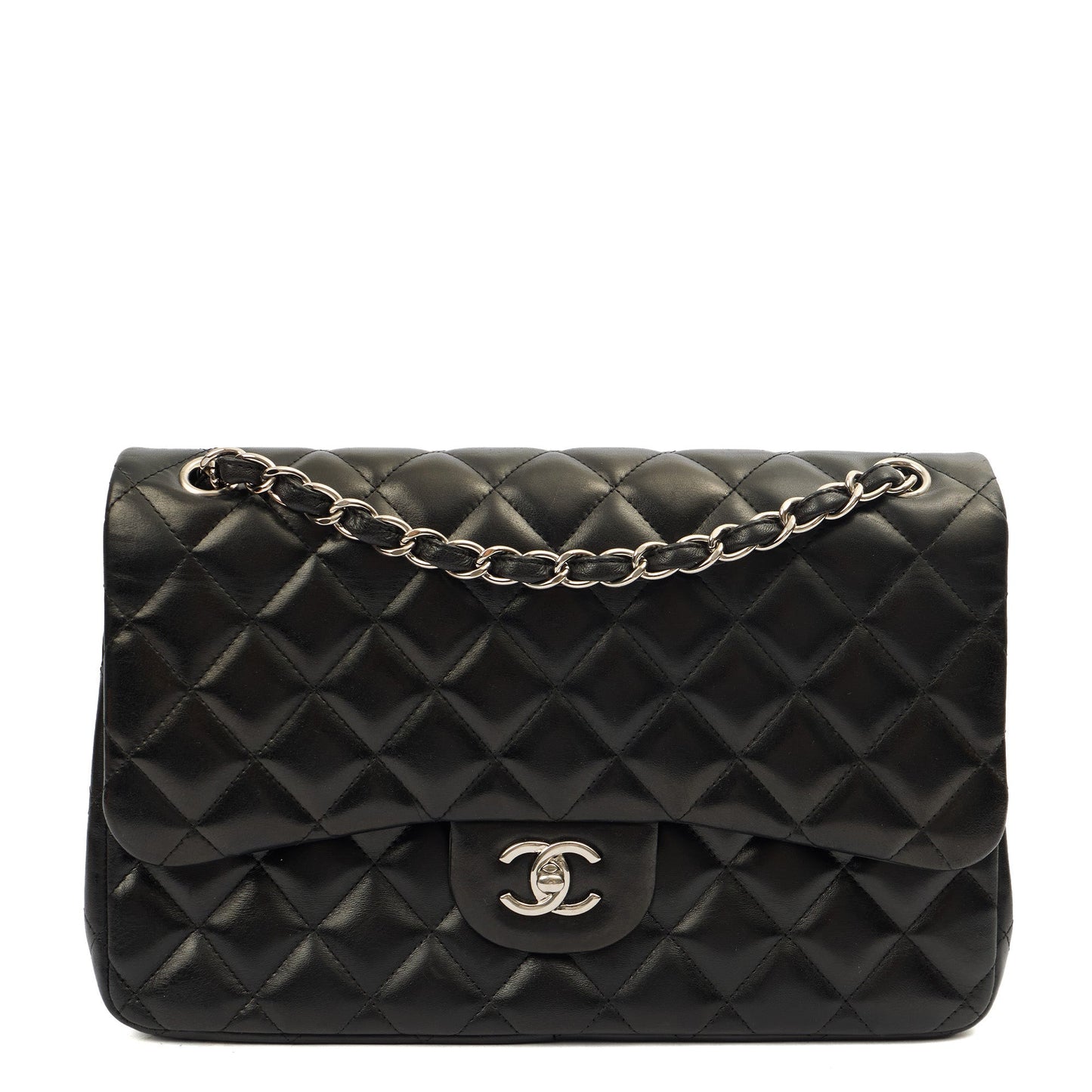 Chanel Shoulder Bag Classic Double Flap - Large, Lambskin Leather — Front View